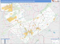 Allentown-Bethlehem-Easton Metro Area Digital Map Basic Style